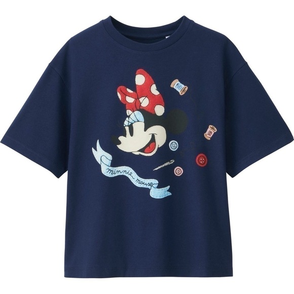 Disney x Uniqlo Minnie Mouse Loves Short-sleeve Graphic Crop Shirt Size Large - Picture 1 of 7